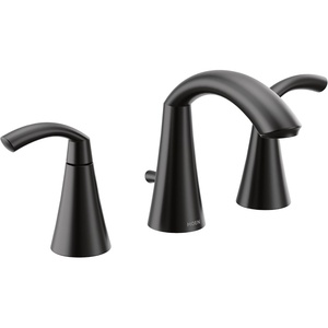 image:imageMoen Glyde Brushed Nickel TwoHandle 8Inch Widespread High Arc Modern Bathroom Sink Faucet Valve Required T6173BNMatte Black