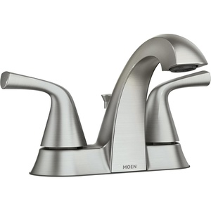 image:imageMoen Haber Spot Resist Brushed Nickel TwoHandle 4 Centerset Bathroom Faucet for 3Hole Sinks 84768SRNNo Size