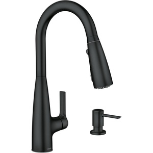 image:imageMoen Haelyn Matte Black Kitchen Faucet Featuring Pulldown Sprayer with Power Boost for a Faster Clean Modern Kitchen Faucet SingleHandle Easy Installation 87627BLMatte Black
