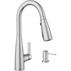 image:imageMoen Haelyn Matte Black Kitchen Faucet Featuring Pulldown Sprayer with Power Boost for a Faster Clean Modern Kitchen Faucet SingleHandle Easy Installation 87627BLSpot Resist Stainless