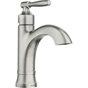 image:imageMoen Halle Spot Resist Brushed Nickel OneHandle Single Hole Bathroom Sink Faucet with Optional Deckplate 84970SRNSpot Resist Nickel