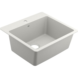 image:imageMoen Host White Granite 25Inch Wide x 95Inch Deep Dual Mount Single Bowl Kitchen or Bar Sink GGW3019BWhite