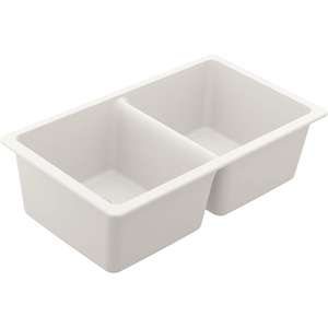 image:imageMoen Host White Granite 33Inch Wide x 95Inch Deep Undermount Double Bowl Kitchen Sink GGW4012BWhite
