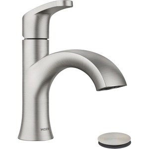 image:imageMoen Karis Spot Resist Brushed Nickel OneHandle Single Hole Bathroom Sink Faucet with Optional Deck Plate 84346SRNBrushed Nickel