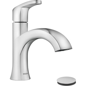 image:imageMoen Karis Spot Resist Brushed Nickel OneHandle Single Hole Bathroom Sink Faucet with Optional Deck Plate 84346SRNChrome