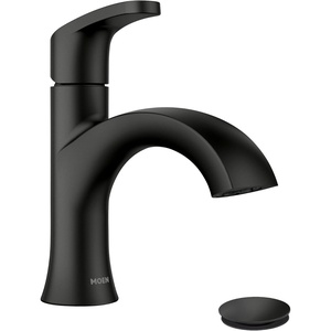 image:imageMoen Karis Spot Resist Brushed Nickel OneHandle Single Hole Bathroom Sink Faucet with Optional Deck Plate 84346SRNMatte Black