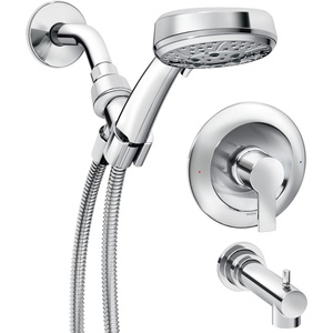 image:imageMoen Meena Matte Black Single Handle Modern Shower Faucet Set with Handshower and Tub Spout for Bathtub Valve Included 82618BLChrome