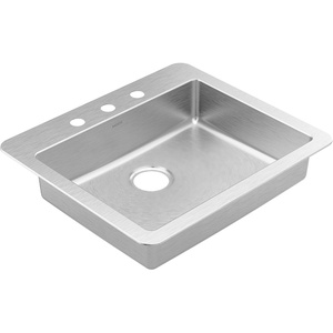 image:imageMoen Prep 18Gauge Stainless Steel DropIn 25 x 22 x 55 Single Bowl Kitchen Sink with Rear Drain GS181733B