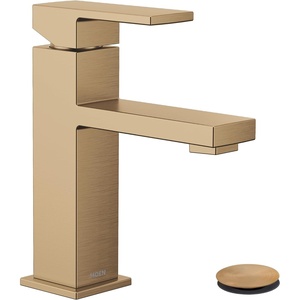 image:imageMoen Revyl Matte Black OneHandle Single Hole Modern Bathroom Sink Faucet with Optional Deckplate and Spring Loaded Drain Assembly 84771BLBronzed Gold