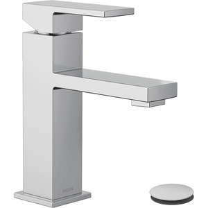image:imageMoen Revyl Matte Black OneHandle Single Hole Modern Bathroom Sink Faucet with Optional Deckplate and Spring Loaded Drain Assembly 84771BLChrome