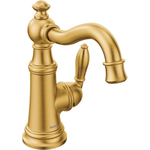 image:imageMoen S42107ORB Weymouth OneHandle Single Hole Traditional Bathroom Sink Faucet with Drain Assembly Oil Rubbed BronzeBrushed Gold