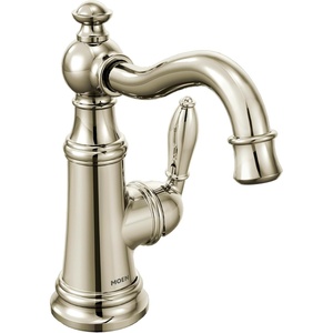 image:imageMoen S42107ORB Weymouth OneHandle Single Hole Traditional Bathroom Sink Faucet with Drain Assembly Oil Rubbed BronzePolished Nickel