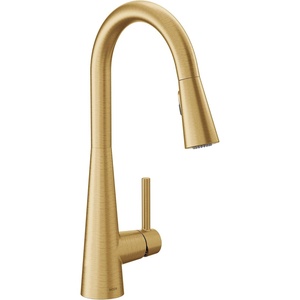 image:imageMoen Sleek Spot Resist Stainless OneHandle SingleHole Pulldown Kitchen Faucet with PowerBoost Technology for Faster Water Flow 7864SRSBrushed Gold