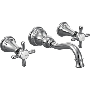 image:imageMoen TS42112ORB Weymouth Cross Handle Wall Mount Bathroom Faucet Trim Valve Required Oil Rubbed BronzePolished Chrome