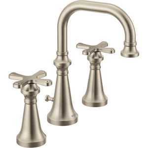 image:imageMoen TS44103 Colinet Traditional TwoHandle Widespread HighArc Bathroom Faucet with Cross Handles Valve Required ChromeBrushed Nickel