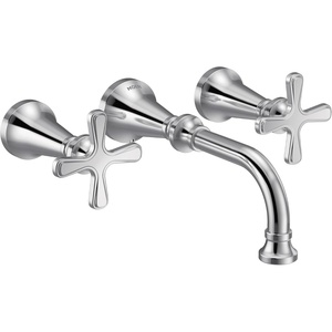 image:imageMoen TS44103 Colinet Traditional TwoHandle Widespread HighArc Bathroom Faucet with Cross Handles Valve Required ChromeChrome