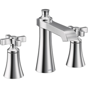 image:imageMoen TS6984NL Flara TwoHandle 8 in Widespread Lever Handle Bathroom Faucet Trim Kit Valve Required Polished NickelChrome