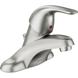 image:imageMoen WS84503 OneHandle Low Arc Bathroom Faucet ChromeSpot Resist Brushed Nickel
