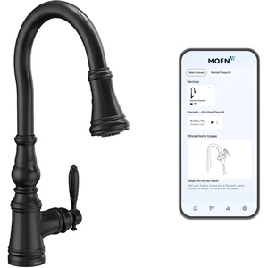 image:imageMoen Weymouth Brushed Gold Traditional Shepherds Hook Pulldown Kitchen Faucet Featuring Pull Down Spray Head with Power Boost S73004BGMatte Black