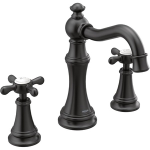 image:imageMoen Weymouth Brushed Gold TwoHandle Widespread Cross Handle Bathroom Faucet Trim Kit Valve Required TS42114BGMatte Black