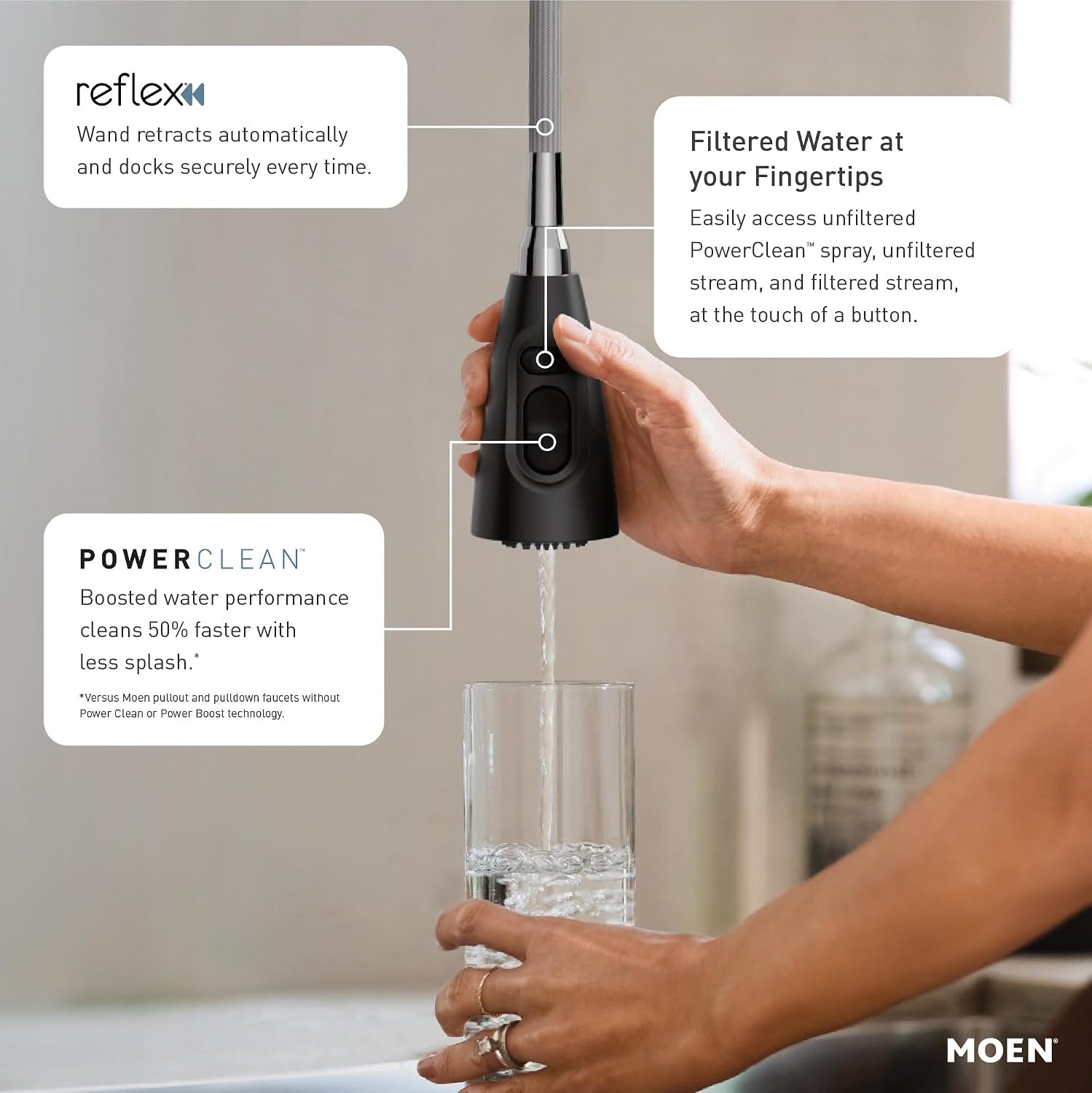 image:imageMoen Paterson Spot Resist Stainless Water Filtration OneHandle High Arc Pulldown Kitchen Faucet Water Filter for Sink Faucet Sold Separately FS72003SRSMatte Black