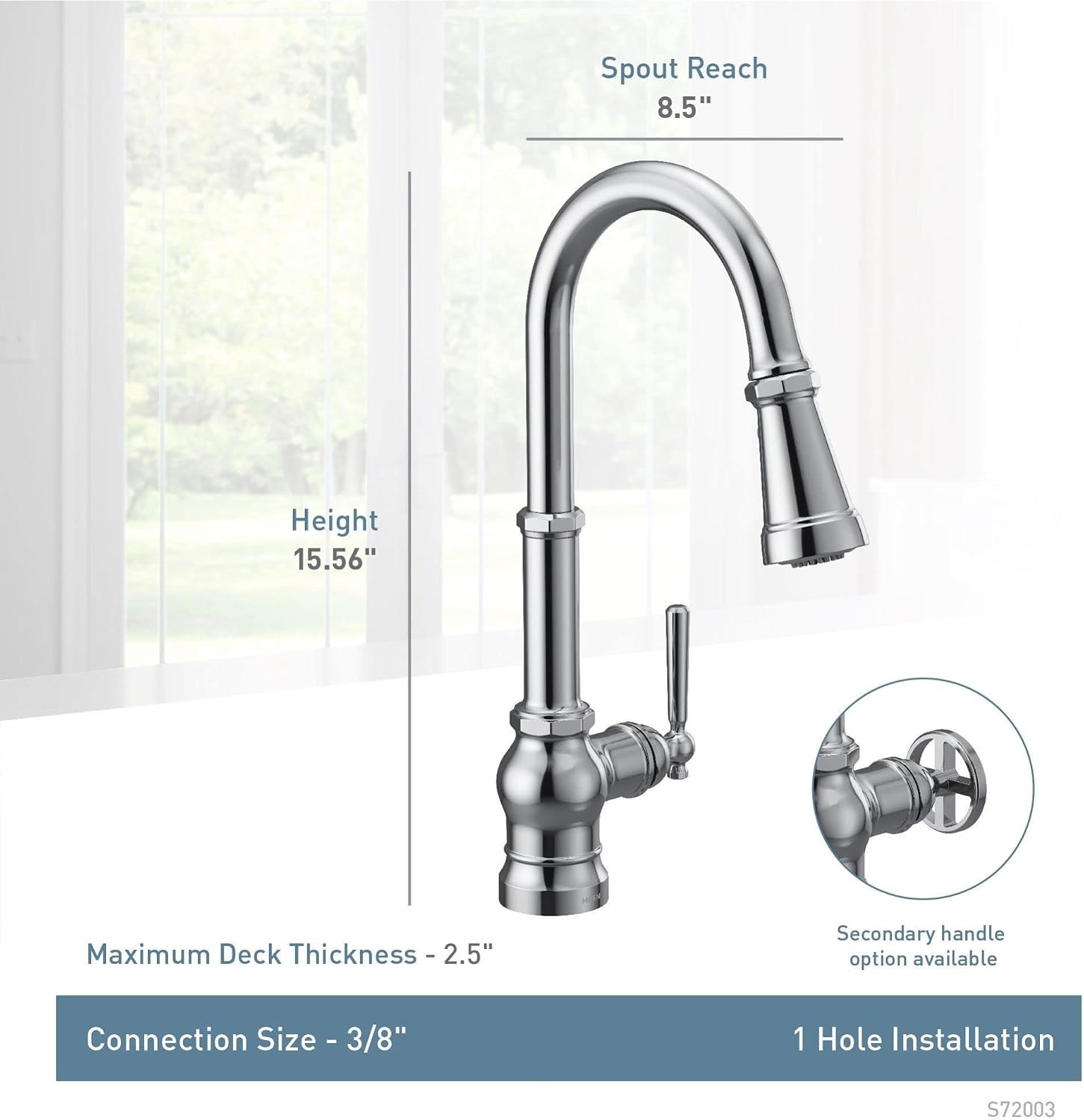 image:imageMoen Paterson Spot Resist Stainless Water Filtration OneHandle High Arc Pulldown Kitchen Faucet Water Filter for Sink Faucet Sold Separately FS72003SRSChrome