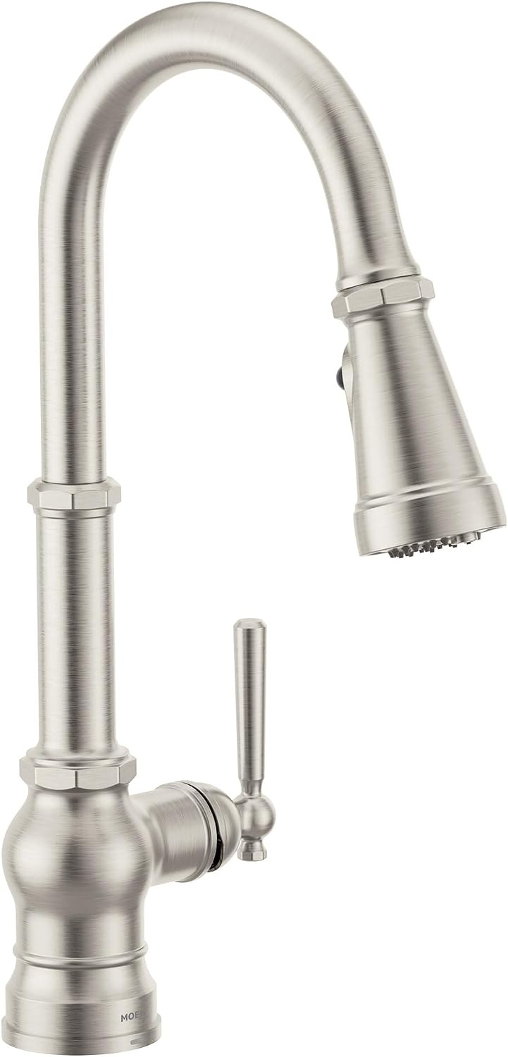 image:imageMoen Paterson Spot Resist Stainless Water Filtration OneHandle High Arc Pulldown Kitchen Faucet Water Filter for Sink Faucet Sold Separately FS72003SRSSpot Resist Stainless