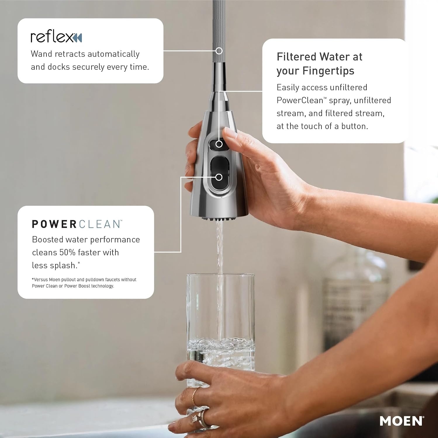 image:imageMoen Paterson Spot Resist Stainless Water Filtration OneHandle High Arc Pulldown Kitchen Faucet Water Filter for Sink Faucet Sold Separately FS72003SRSChrome