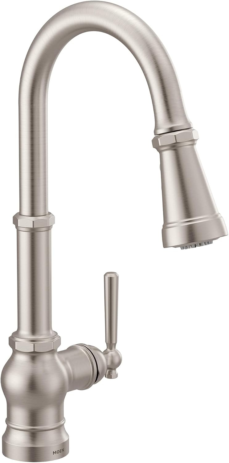 image:imageMoen Paterson Spot Resist Stainless Water Filtration OneHandle High Arc Pulldown Kitchen Faucet Water Filter for Sink Faucet Sold Separately FS72003SRSSpot Resist Stainless