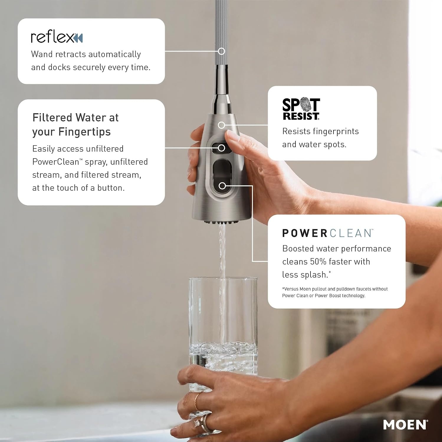 image:imageMoen Paterson Spot Resist Stainless Water Filtration OneHandle High Arc Pulldown Kitchen Faucet Water Filter for Sink Faucet Sold Separately FS72003SRSSpot Resist Stainless