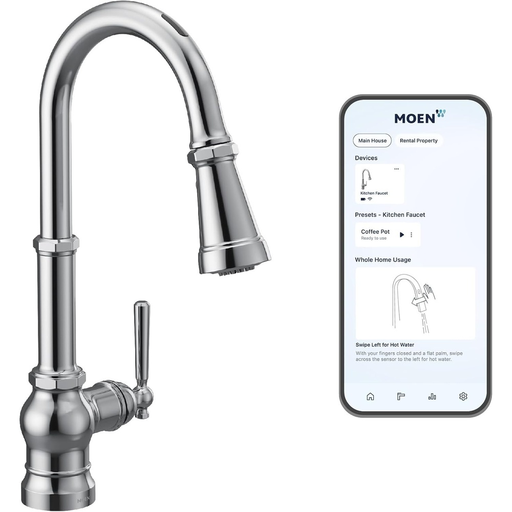 image:imageMoen Paterson Spot Resist Stainless Water Filtration OneHandle High Arc Pulldown Kitchen Faucet Water Filter for Sink Faucet Sold Separately FS72003SRSChrome