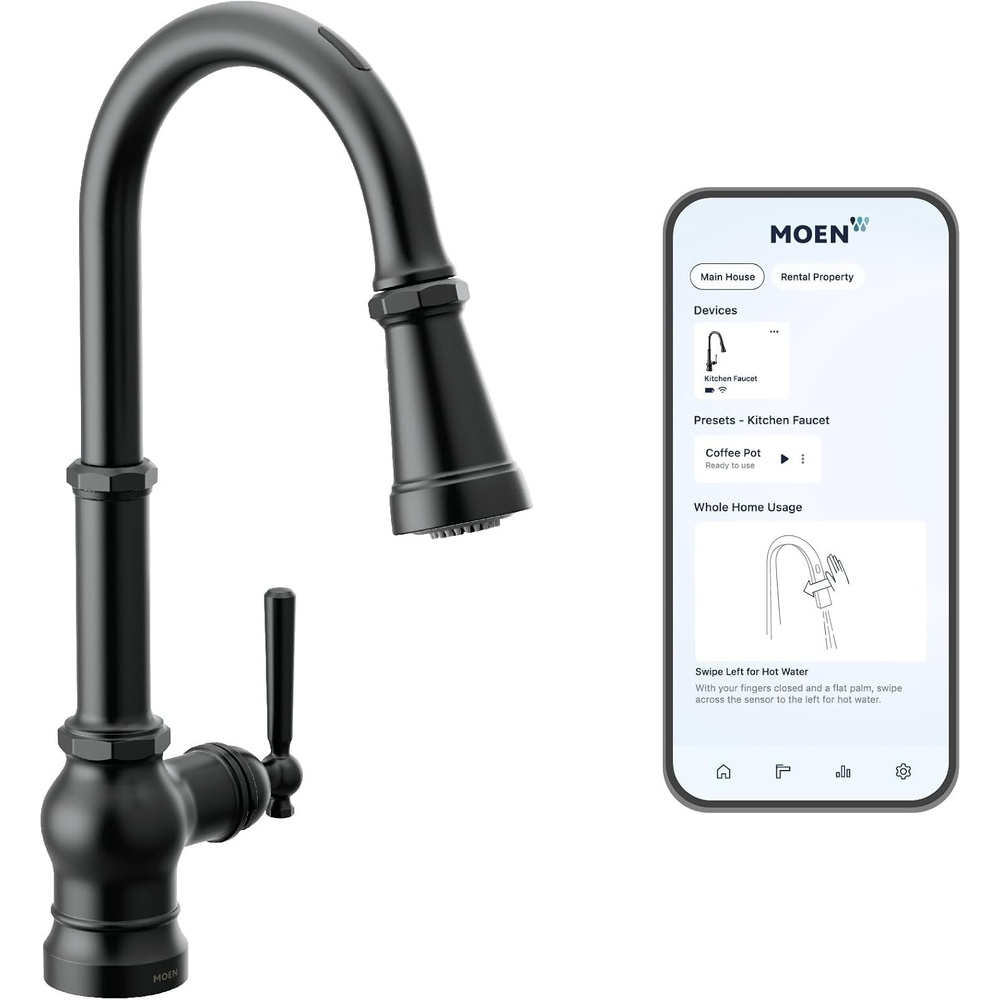 image:imageMoen Paterson Spot Resist Stainless Water Filtration OneHandle High Arc Pulldown Kitchen Faucet Water Filter for Sink Faucet Sold Separately FS72003SRSMatte Black