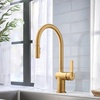 image:imageMoen 7622BL CIA Pulldown Kitchen Faucet with Power Boost Includes Optional Chrome and Brushed Gold Accents Matte Black withBrushed Gold