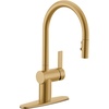 image:imageMoen 7622BL CIA Pulldown Kitchen Faucet with Power Boost Includes Optional Chrome and Brushed Gold Accents Matte Black withBrushed Gold