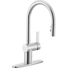 image:imageMoen 7622BL CIA Pulldown Kitchen Faucet with Power Boost Includes Optional Chrome and Brushed Gold Accents Matte Black withChrome