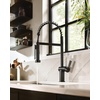 image:imageMoen 7622BL CIA Pulldown Kitchen Faucet with Power Boost Includes Optional Chrome and Brushed Gold Accents Matte Black withMatte Black