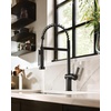 image:imageMoen 7622BL CIA Pulldown Kitchen Faucet with Power Boost Includes Optional Chrome and Brushed Gold Accents Matte Black withMatte Black