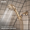 image:imageMoen 82775BL Beric SingleHandle Tub and Shower Faucet with Handshower and Metal Hose Valve Included IPS Tub Spout Matte BlackBronzed Gold