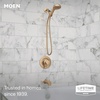 image:imageMoen 82775BL Beric SingleHandle Tub and Shower Faucet with Handshower and Metal Hose Valve Included IPS Tub Spout Matte BlackBronzed Gold