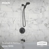 image:imageMoen 82775BL Beric SingleHandle Tub and Shower Faucet with Handshower and Metal Hose Valve Included IPS Tub Spout Matte BlackMatte Black