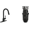 image:imageMoen 87233 Adler Chrome OneHandle High Arc Kitchen Sink Faucet with Pull Down Sprayer Bundle with Moen GXP33C Lite Series PRO Black 13 HP Continuous Feed Garbage Disposal13 HP