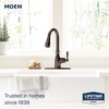 image:imageMoen Brantford Oil Rubbed Bronze Motionsense Wave Touchless OneHandle Pulldown Kitchen Faucet wit Sprayer Featuring Reflex Docking System 7185EWORBOil Rubbed Bronze