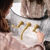 image:imageMoen Colinet Brushed Gold Traditional Lever Handle Wall Mount 8 Widespread Bathroom Faucet Trim Valve Required TS44104BG