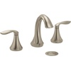 image:imageMoen Eva Brushed Nickel TwoHandle High Arc Widespread Bathroom Sink Faucet for 3Hole Setups with Valve Included TV6420BNBrushed Nickel