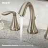image:imageMoen Eva Brushed Nickel TwoHandle High Arc Widespread Bathroom Sink Faucet for 3Hole Setups with Valve Included TV6420BNBrushed Nickel