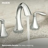image:imageMoen Eva Brushed Nickel TwoHandle High Arc Widespread Bathroom Sink Faucet for 3Hole Setups with Valve Included TV6420BNChrome