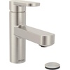 image:imageMoen Laris Chrome OneHandle Single Hole Modern Bathroom Sink Faucet with Optional Deckplate and Spring Loaded Drain Assembly 84014Spot Resist Brushed Nickel