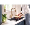 image:imageMoen Nolia Chrome OneHandle PreRinse Spring Kitchen Faucet with Pull Down Sprayer Single Hole Kitchen Sink Faucet with Soap Dispenser 87886Bronzed Gold