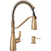 image:imageMoen Nolia Chrome OneHandle PreRinse Spring Kitchen Faucet with Pull Down Sprayer Single Hole Kitchen Sink Faucet with Soap Dispenser 87886Bronzed Gold
