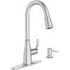 image:imageMoen Nolia Chrome OneHandle PreRinse Spring Kitchen Faucet with Pull Down Sprayer Single Hole Kitchen Sink Faucet with Soap Dispenser 87886Chrome